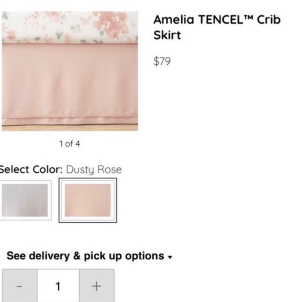 Pottery Barn Kids Amelia Crib Skirt in Dusty Rose NWT